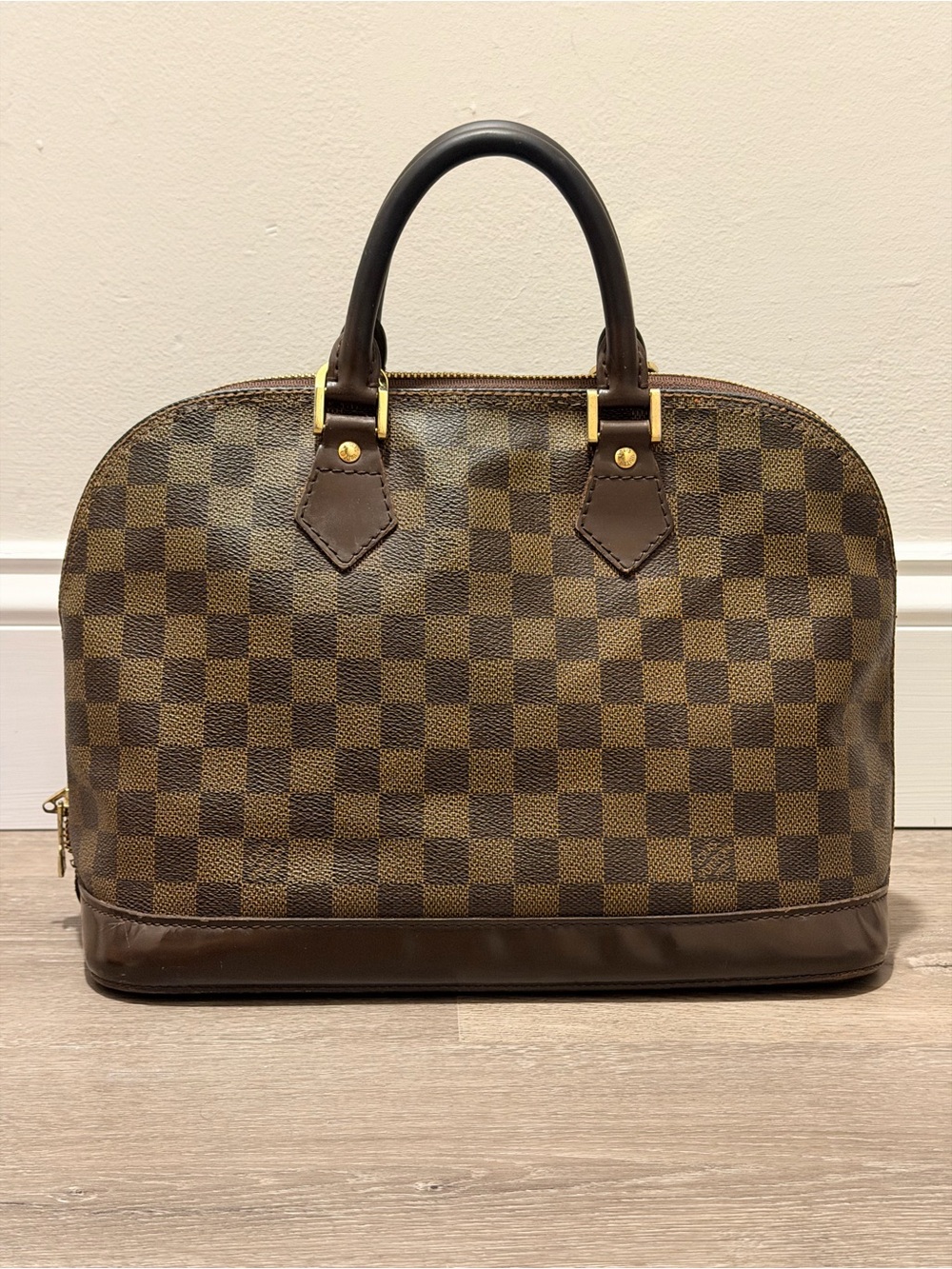 Louis Vuitton Alma PM Damier Ebene Satchel Handbag Vintage
